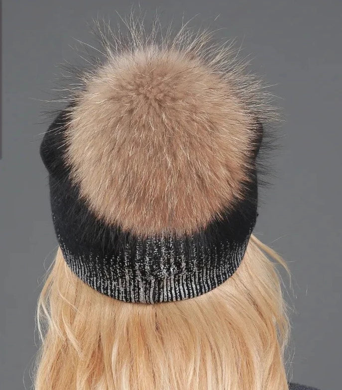 Winter Knitted Wool Pom Pom Fur Beanies