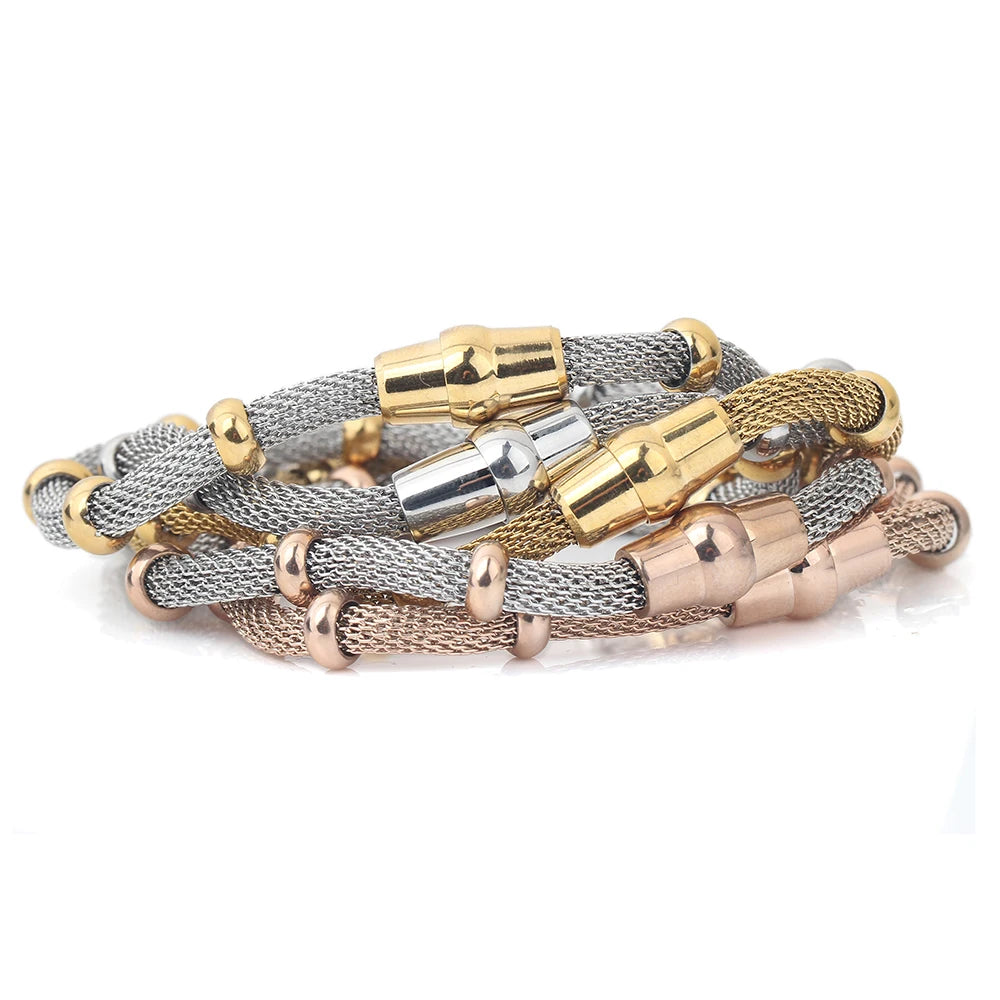 Stainless Steel charms cable mesh bracelet