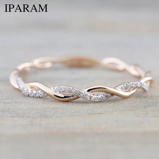 Rose Gold Color Twist Austrian CZ  Ring