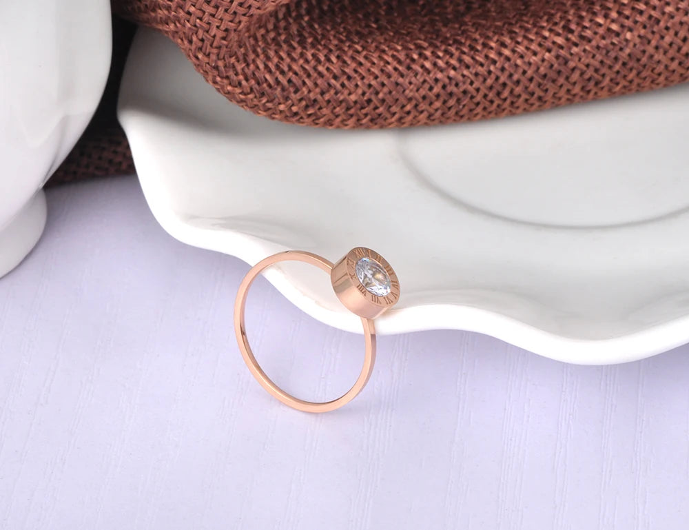 Stainless Steel  AAA CZ Rose Gold Color Ring