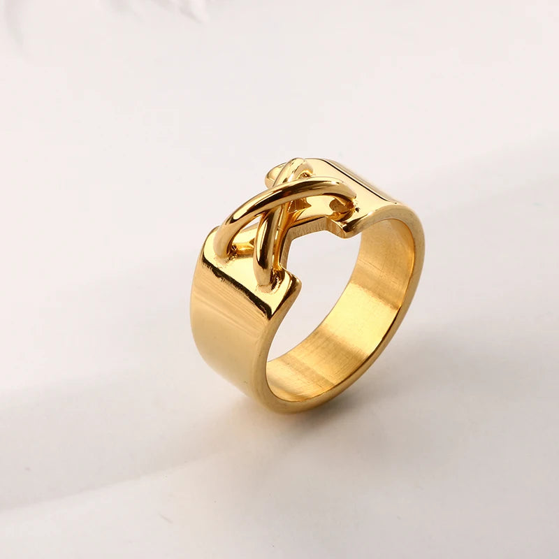 Stainless Steel Cross Rose Gold Color Rings