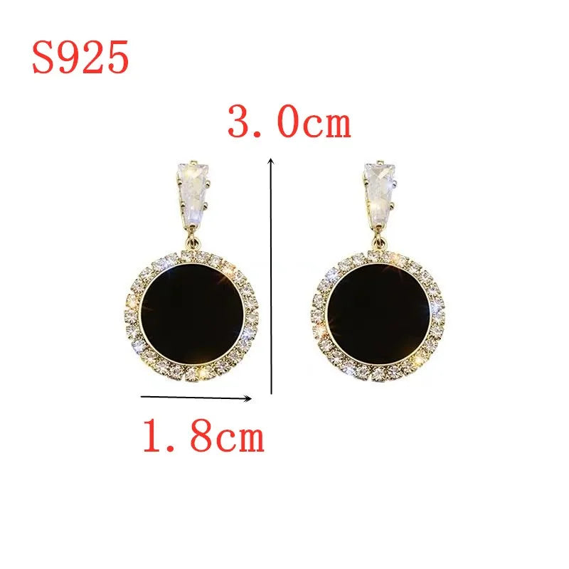 Black Geometric  Drip Round CZ Earrings