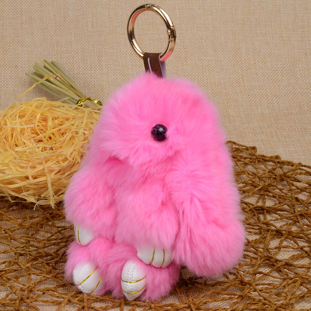 Bunny Pendant Rex Fur Keychain