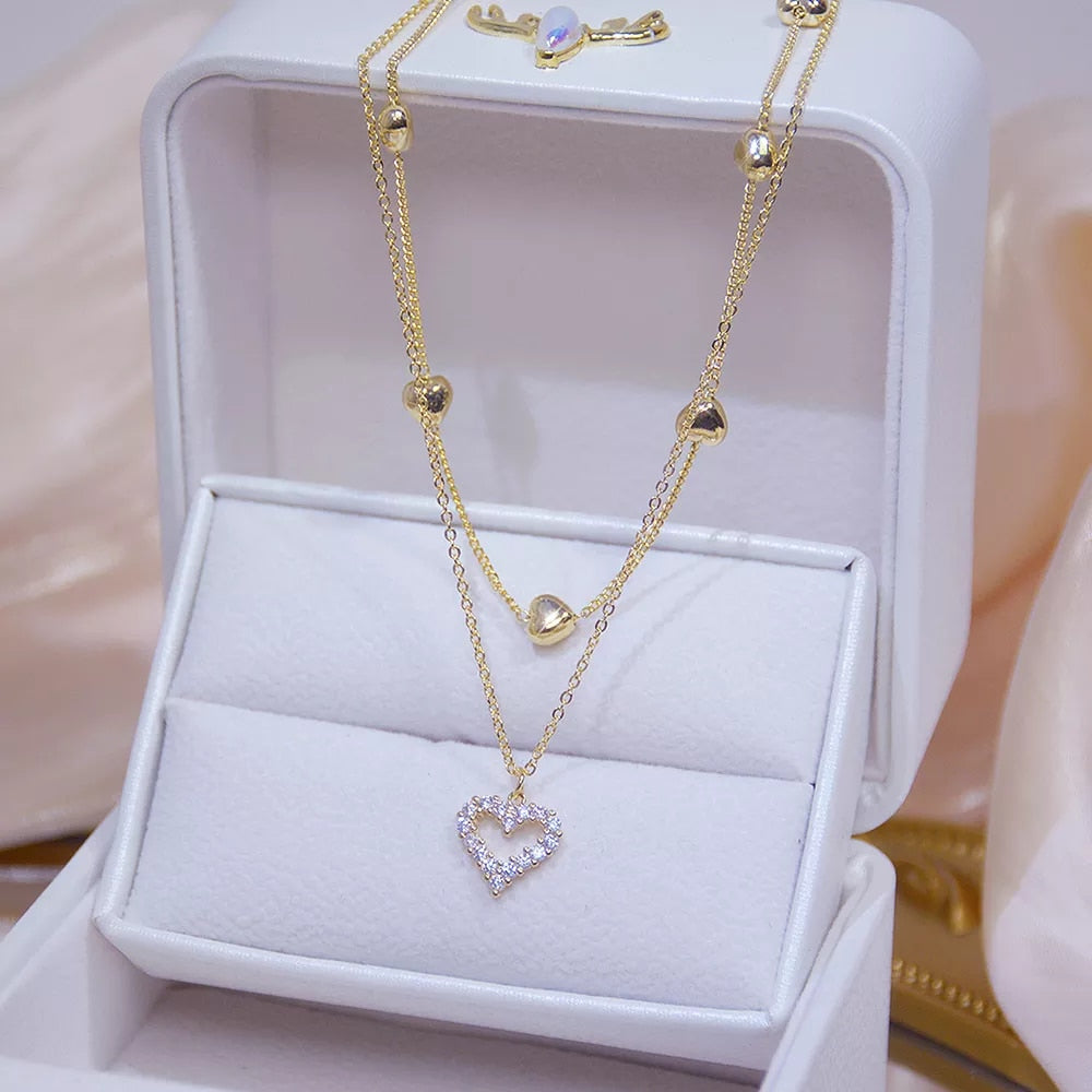 14k Plated Gold Double Layer Necklace