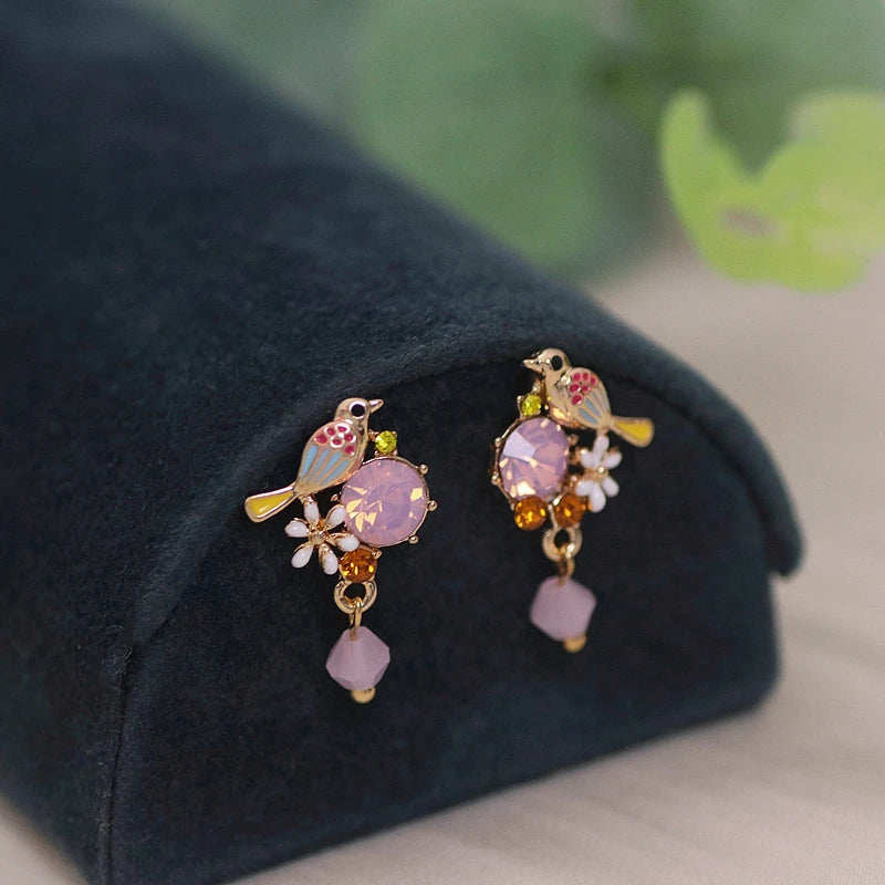 Korean  Painting Oil Flower Stud Earrings