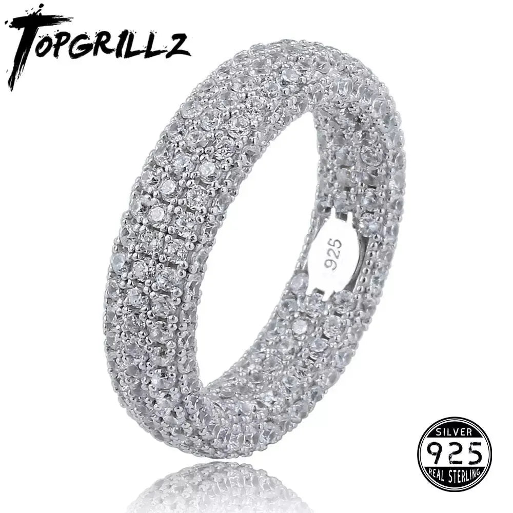 925 Sterling Silver Stamp CZ Ring