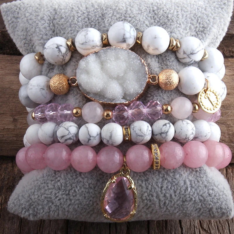 Boho Beaded Set Natural Stone Bracelets