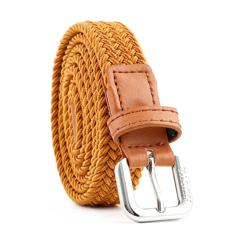 Woven Stretch Solid Color Pin Buckle Belt