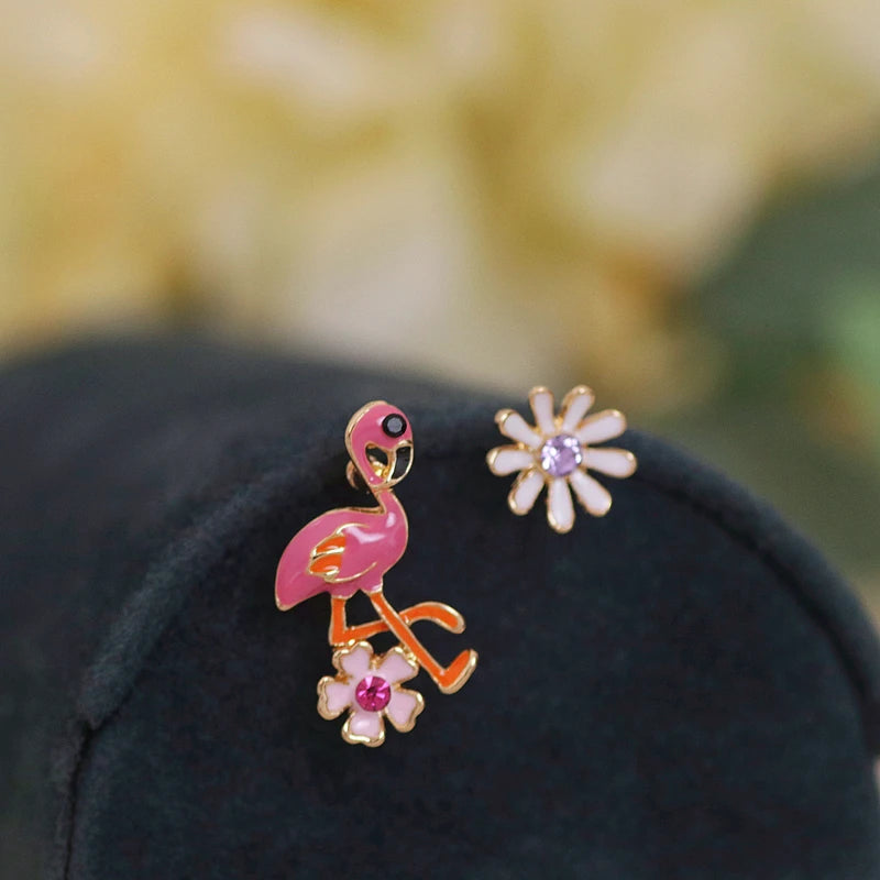 Korean  Painting Oil Flower Stud Earrings