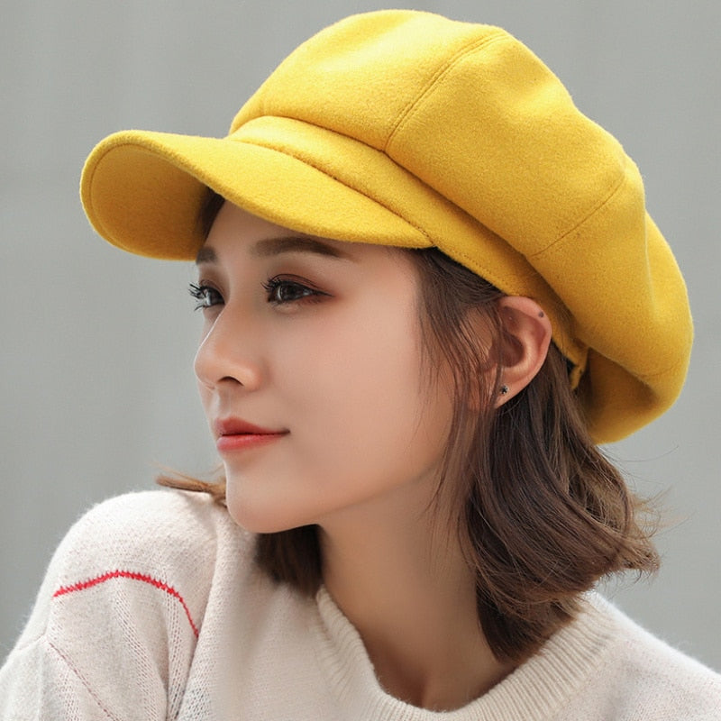 Winter Solid Plain Octagonal Hat