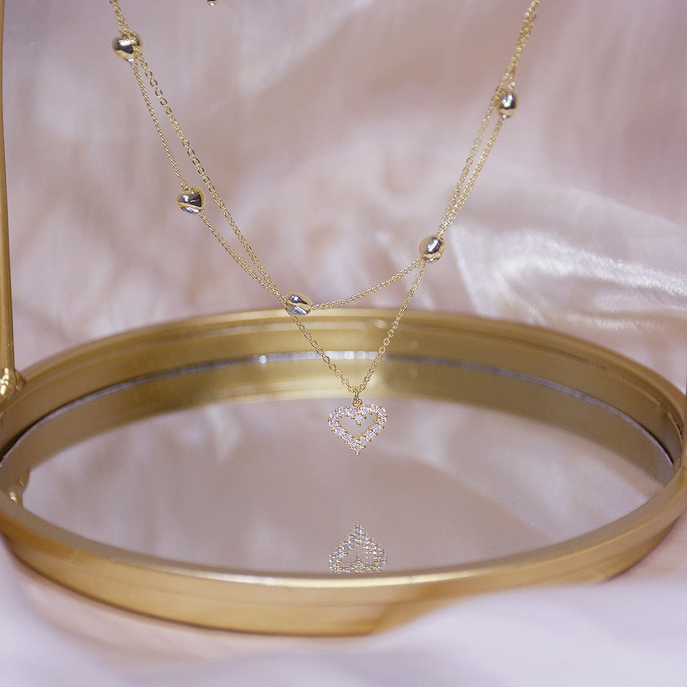 14k Plated Gold Double Layer Necklace