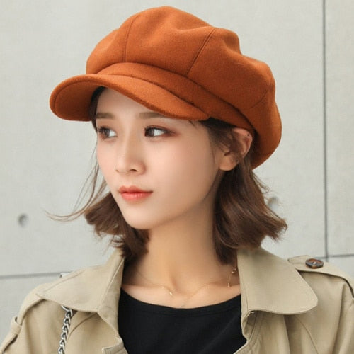 Winter Solid Plain Octagonal Hat