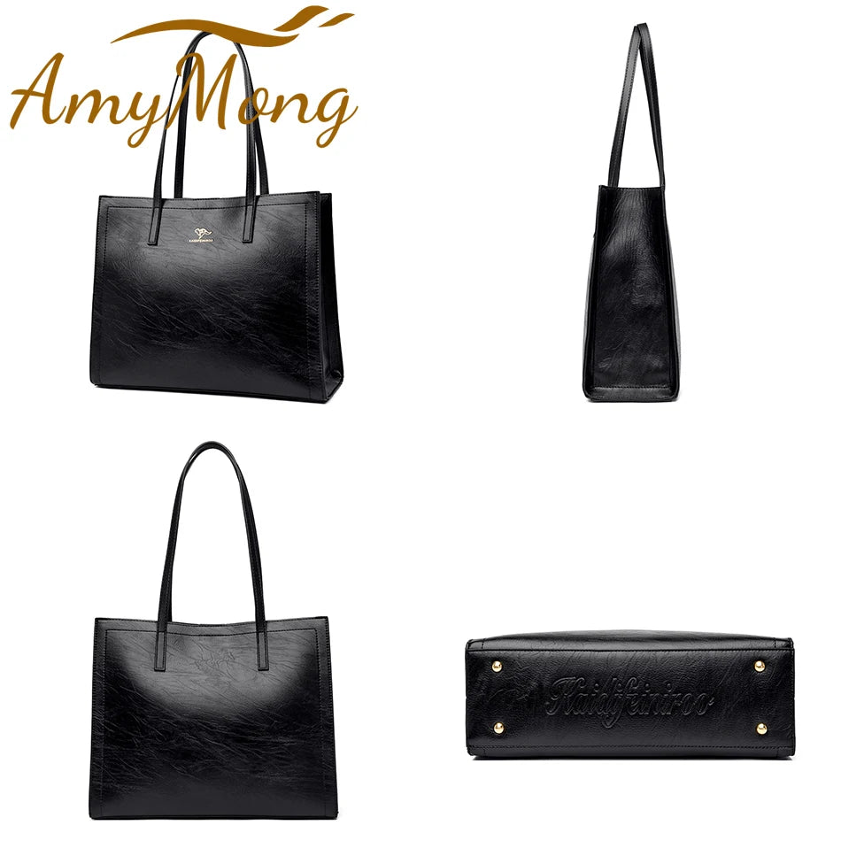 Genuine Leather Big Casual Tote