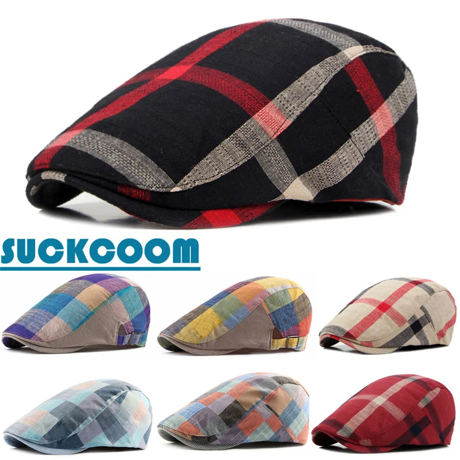 Classic Englad Style Plaid Berets Caps