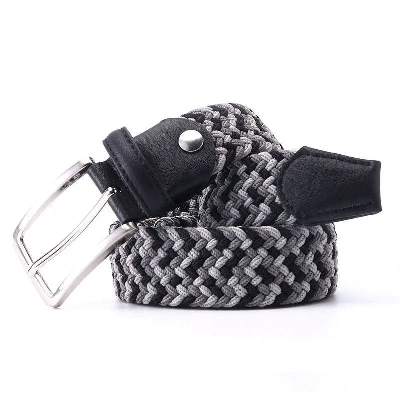 Casual Knitted Stretch Canvas Leather Belts