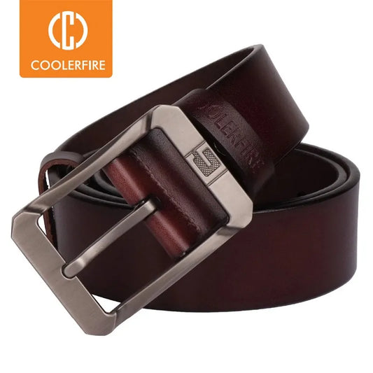 Coolerfire genuine leather pin buckle belts