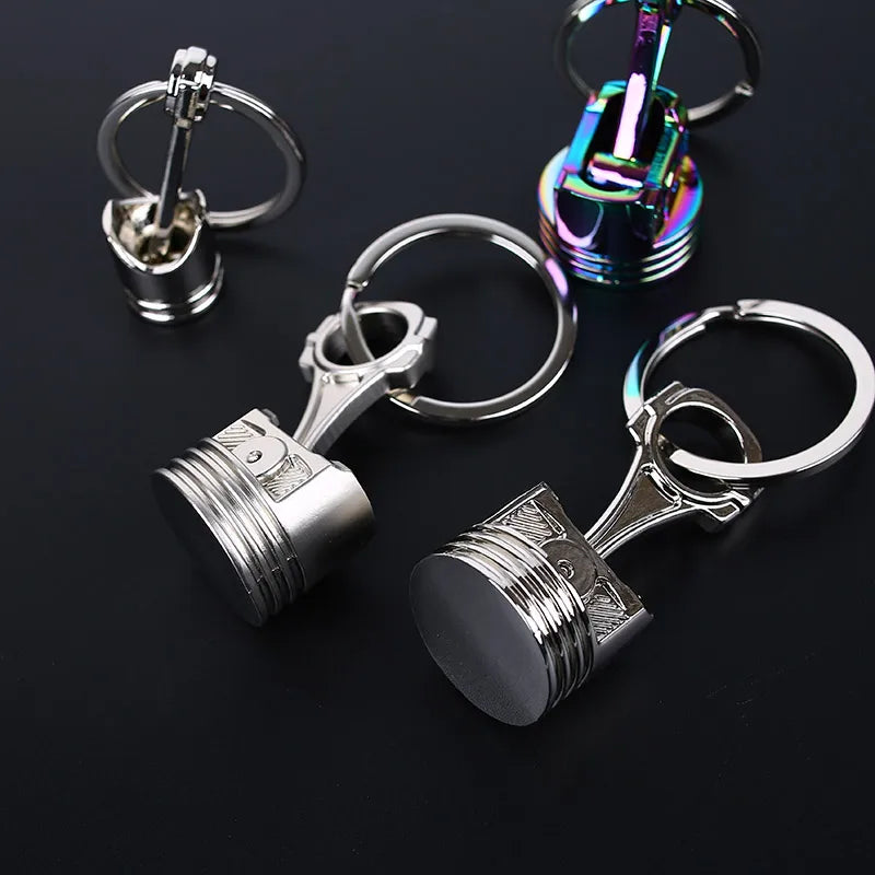 Chrome Engine Silvery Piston Key Ring