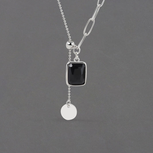 925 Silver Necklace Black Stone