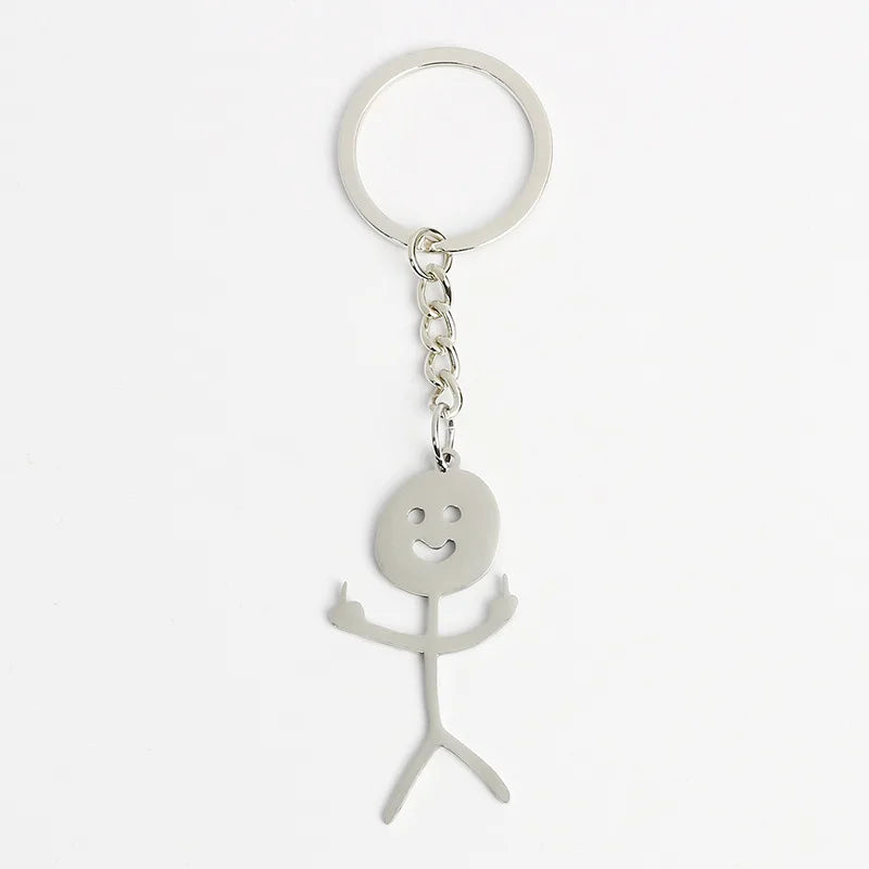 Funny Middle Finger Stickman Keychain