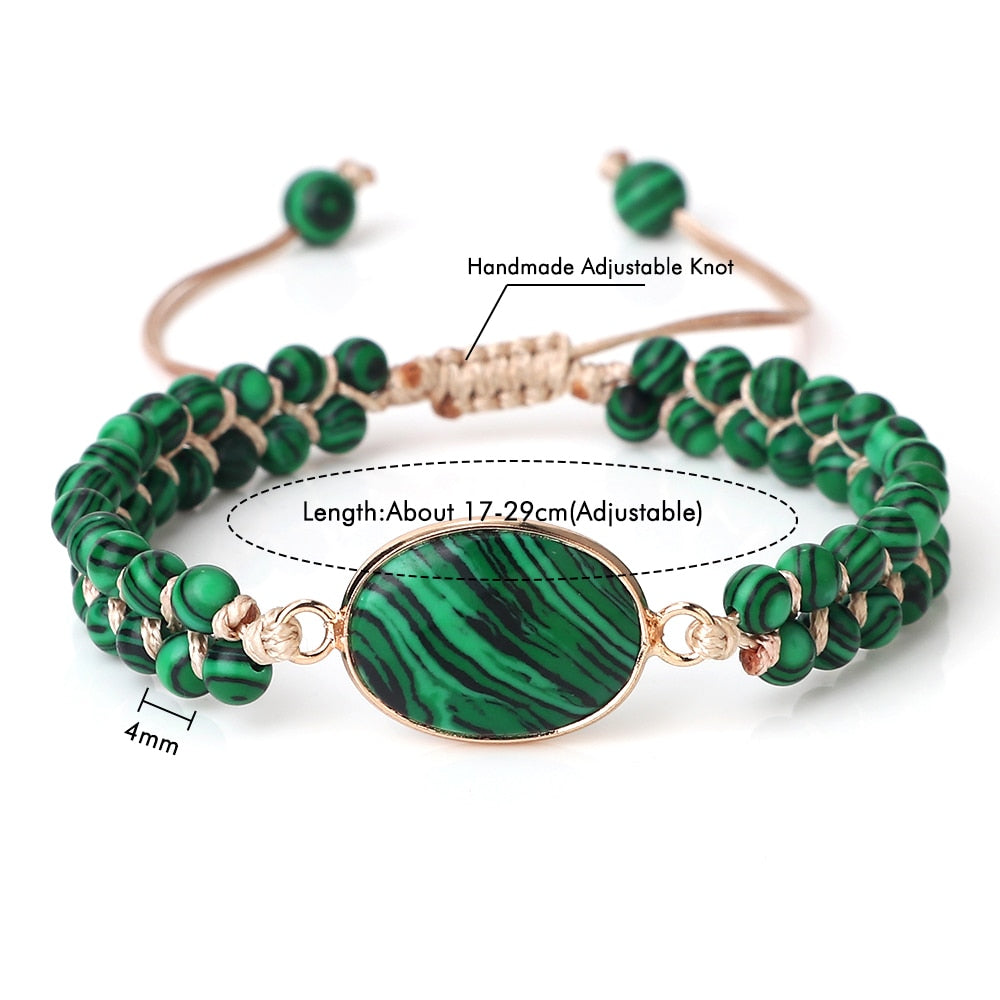 Beaded Charm Green Stone Bangles