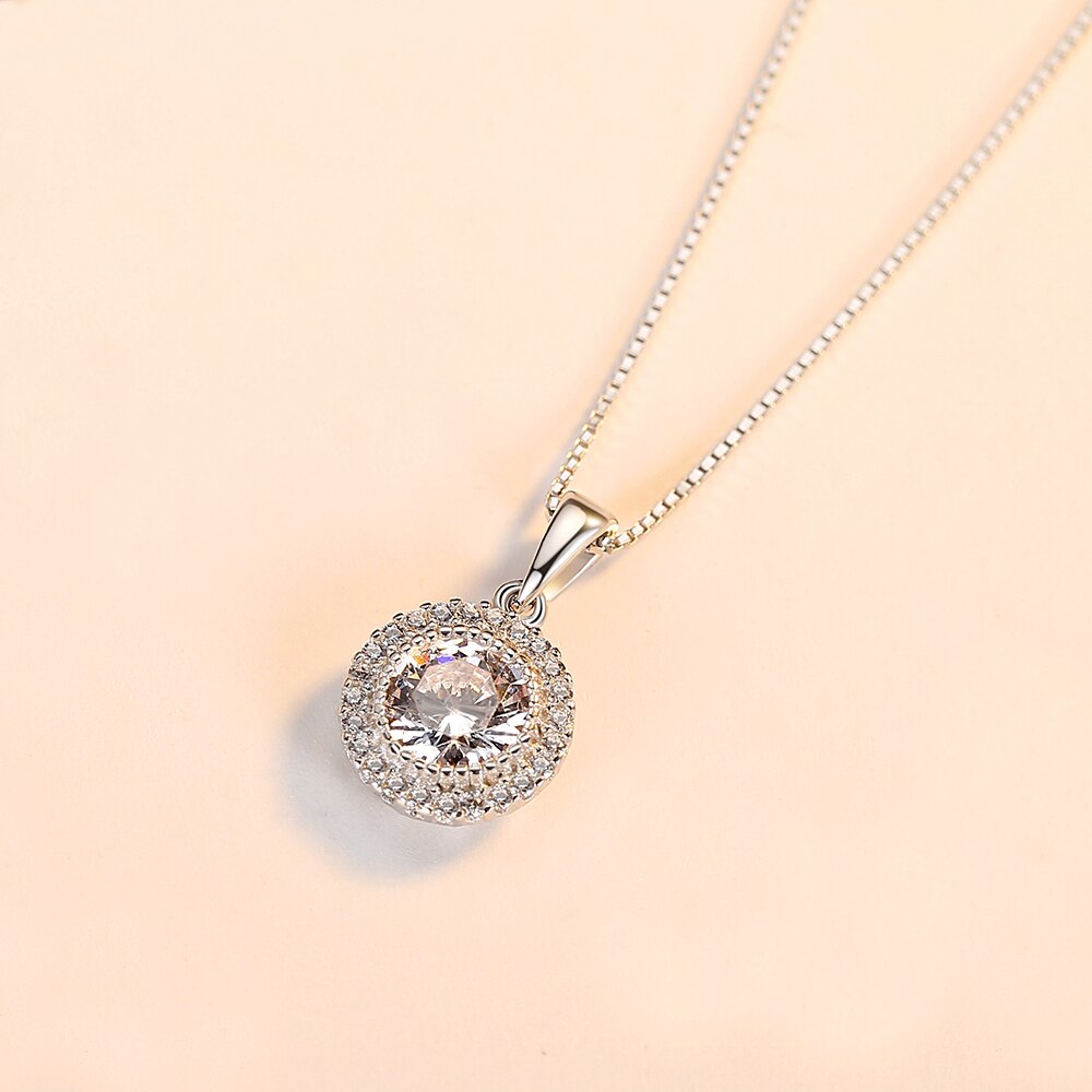 925 Silver Tiny CZ Pendants Necklace