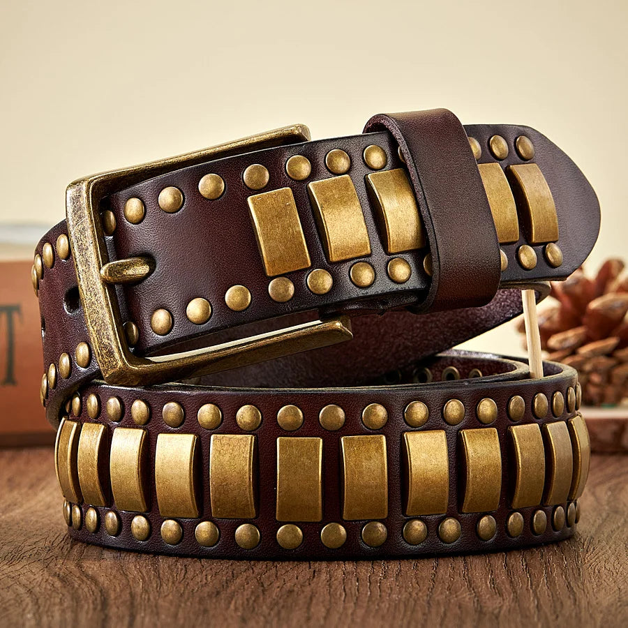 Punk Rock Geometry Pattern Studded Belts