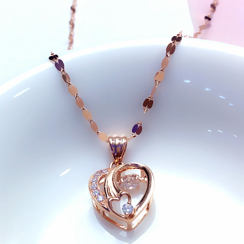 585 Purple gold inlaid crystal necklace