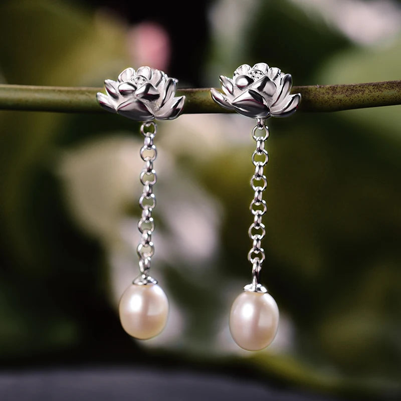 925 Silver Natural Agate Drop Earrings