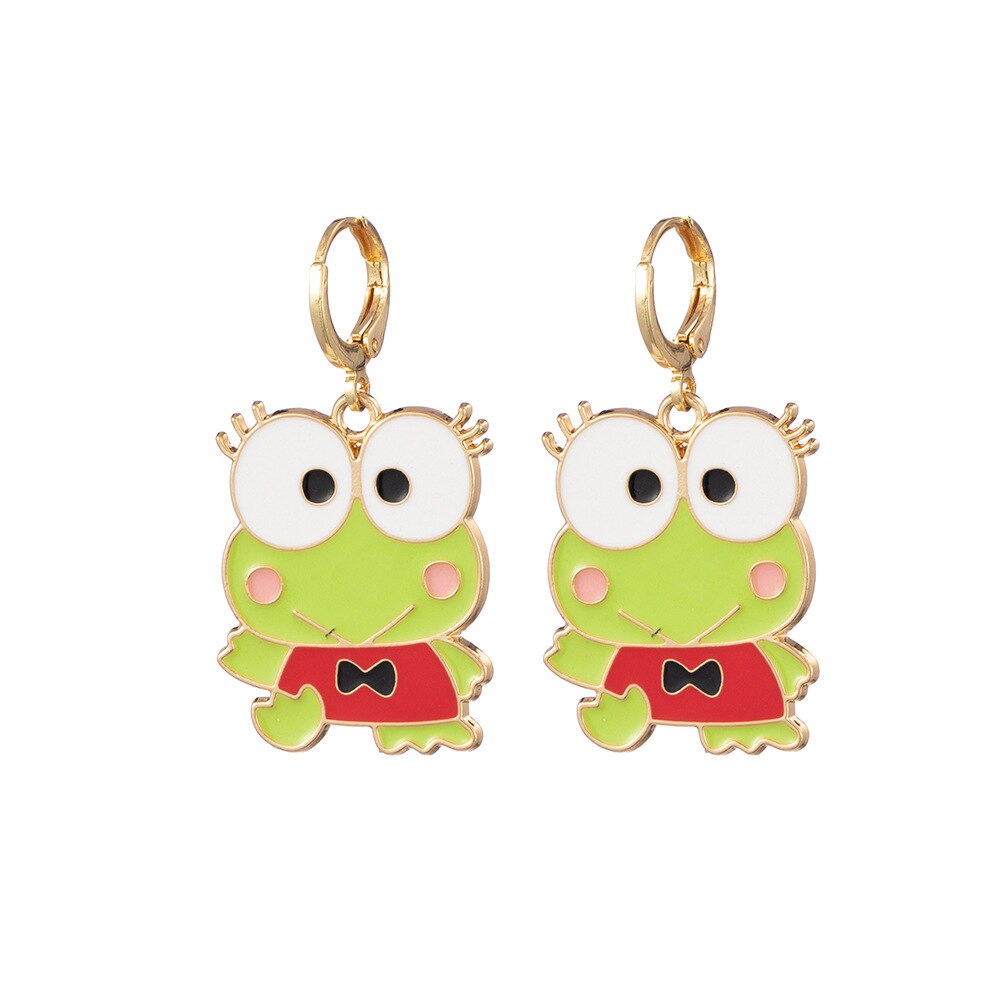 Enamel Frog  Pierced  Earrings