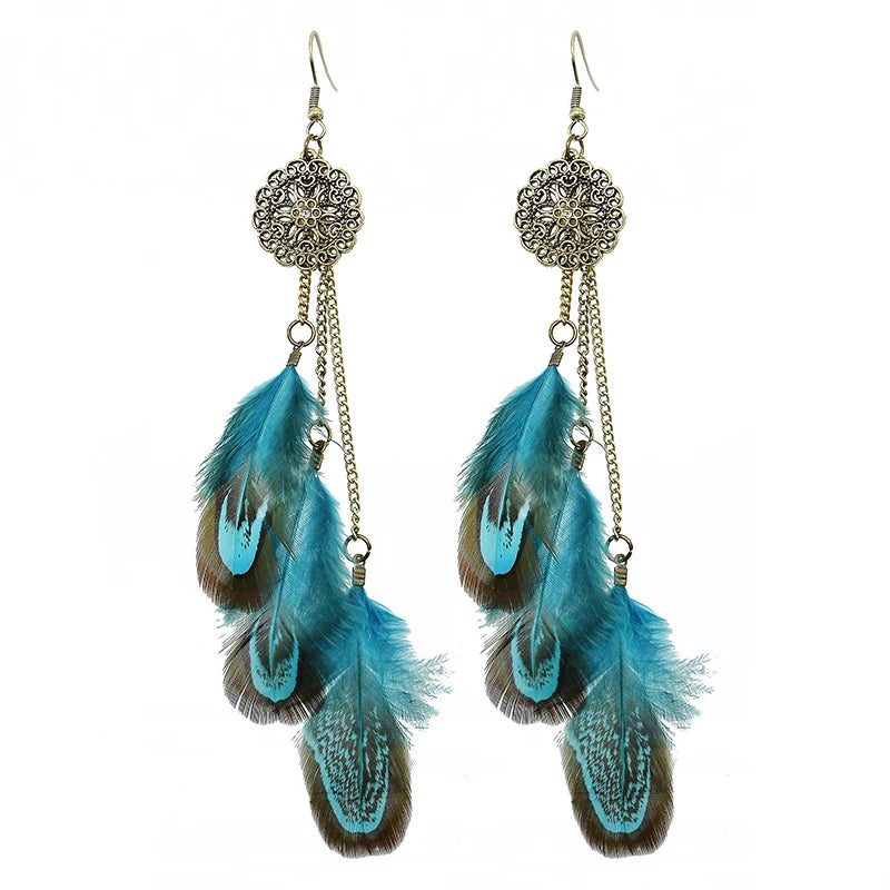 Vintage Bohemian Feather Earrings