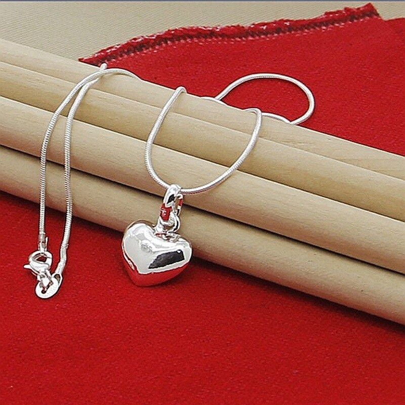 925 Silver Solid Heart Necklace