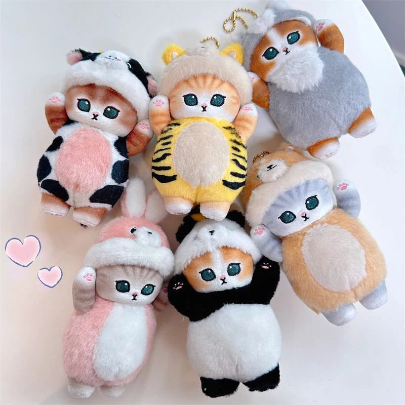 Plush Cat Doll Stuffed Cow Cat Cute Keyrings