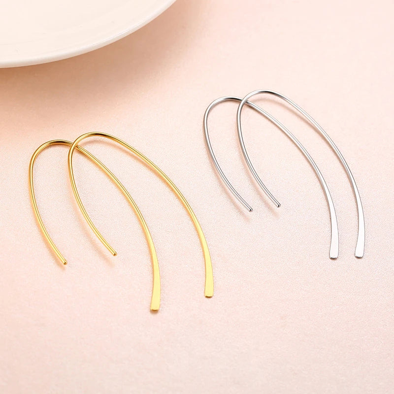 Stainless Steel Minimalist Geometric Hoop Earrings