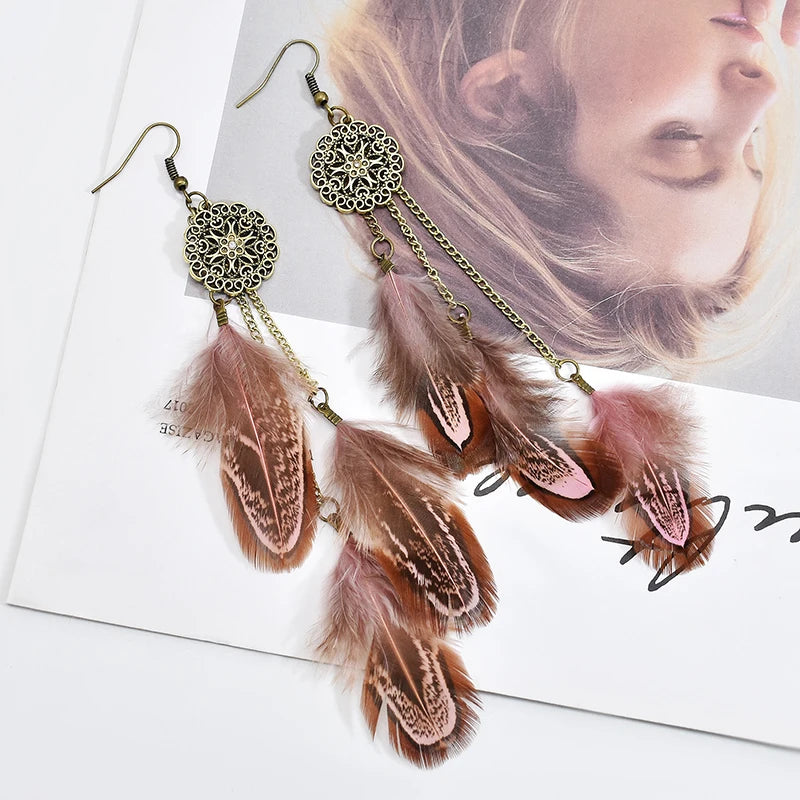 Vintage Bohemian Feather Earrings