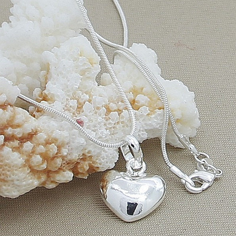 925 Silver Solid Heart Necklace