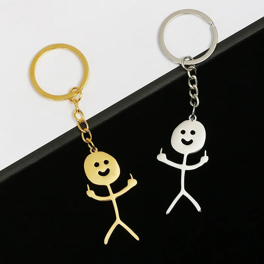 Funny Middle Finger Stickman Keychain