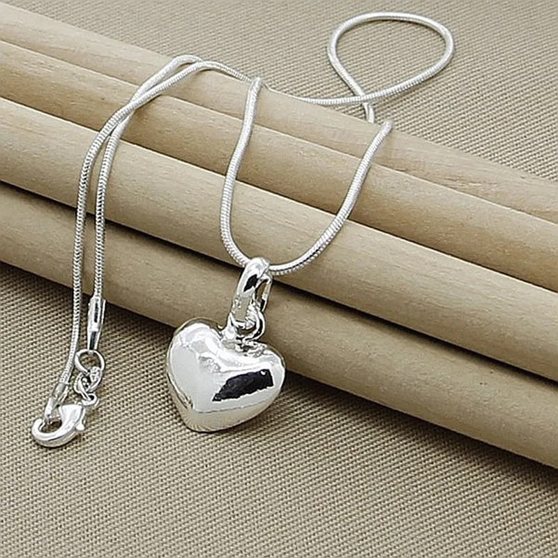 925 Silver Solid Heart Necklace