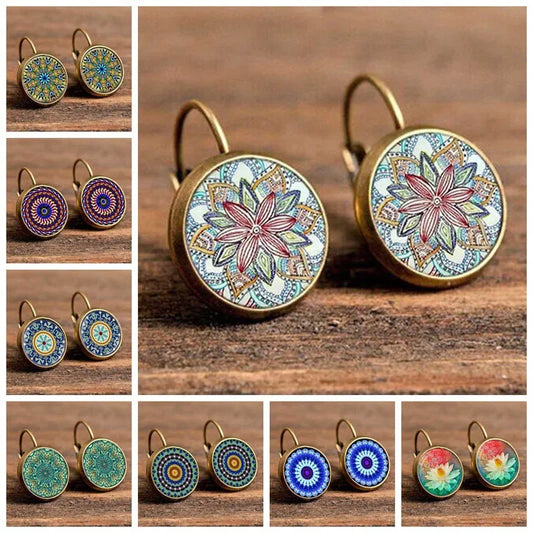 Boho Flower Drop Earrings Vintage Jewelry