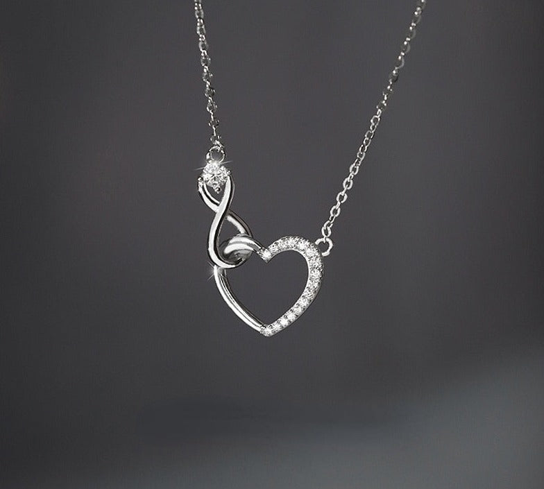 Silver Zircon Heart Necklaces Infinity Love