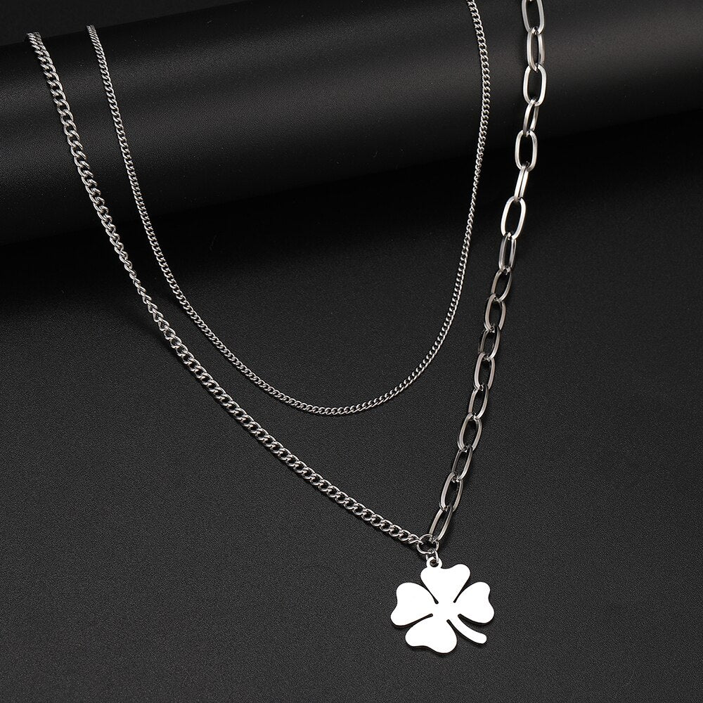 Stainless Steel  Bohemian Clover Kpop Necklace