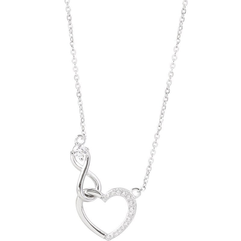 Silver Zircon Heart Necklaces Infinity Love