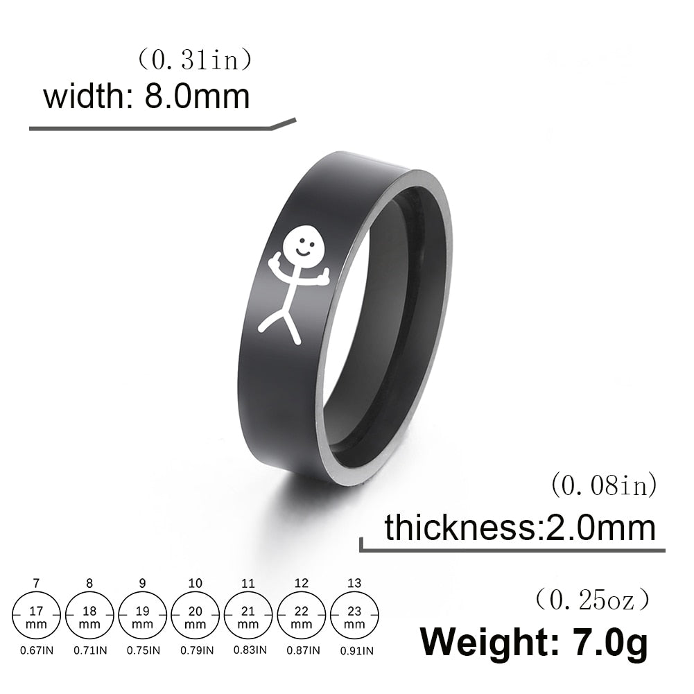 Middle Finger Stickman Ring Hip Hop Rings