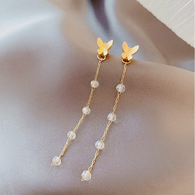 CZ Butterfly Golden Butterfly Earrings