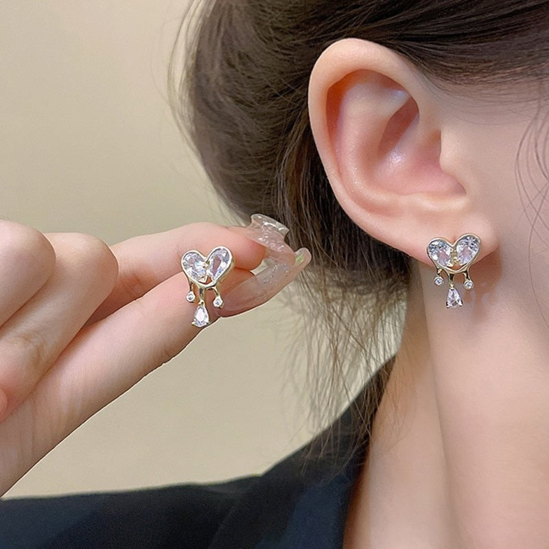 Crystal Flower Drop Earrings