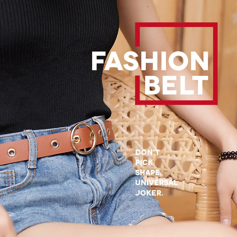 Round Buckle Fashion Leather Belts