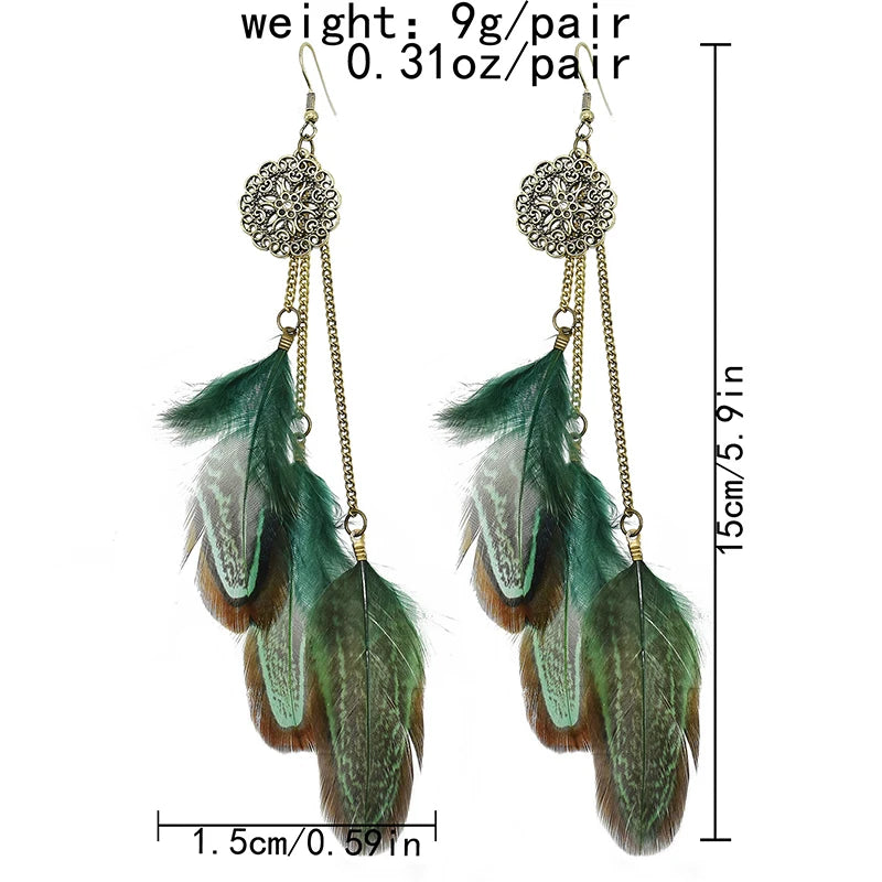 Vintage Bohemian Feather Earrings