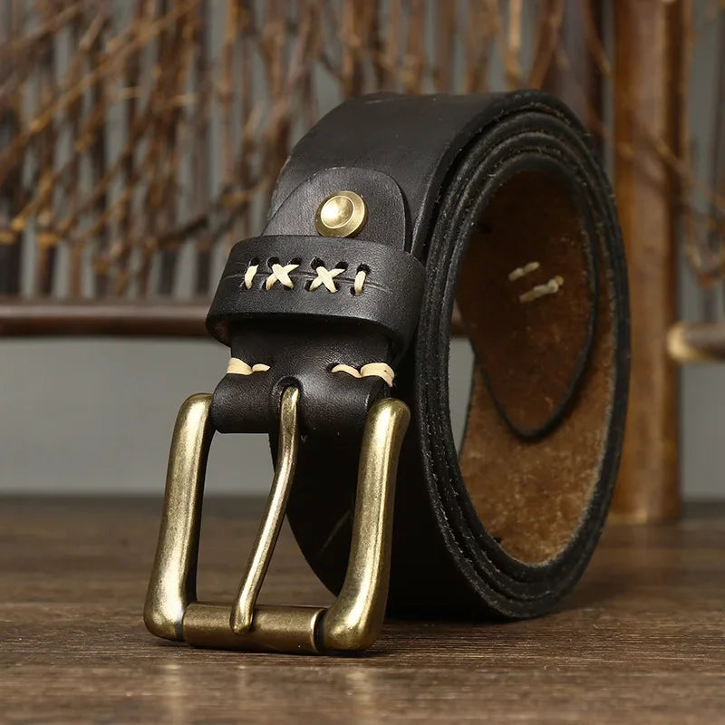 Vintage Genuine Leather Pin Buckle Belts