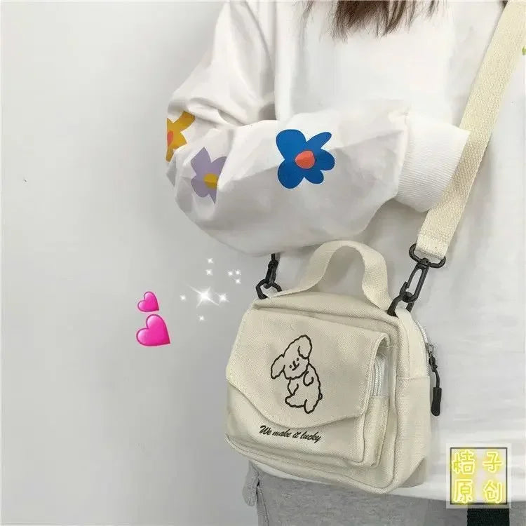 Japanese Soft Dog Canvas Bag