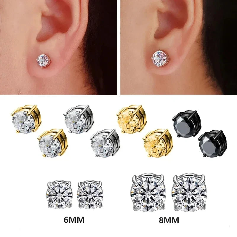 Crystal Strong Magnetic Stud Clip Earrings