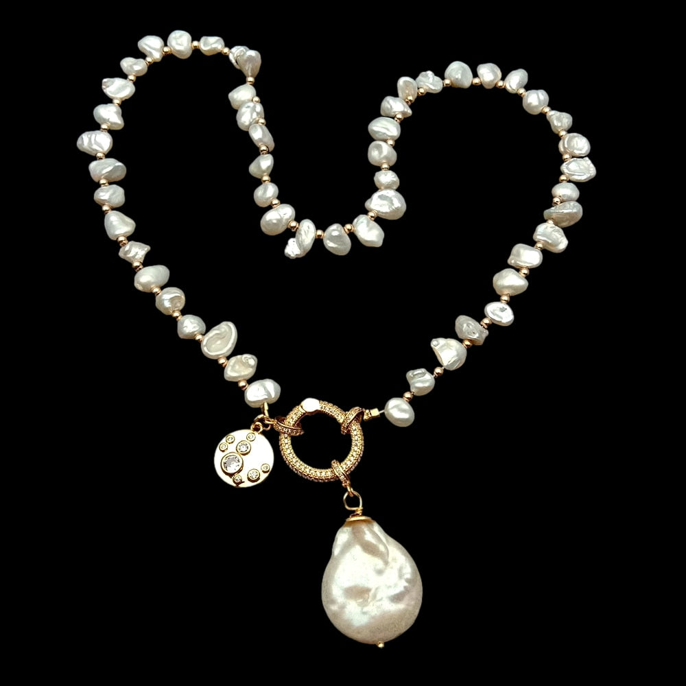 Cultured White Keshi Pearl Necklace